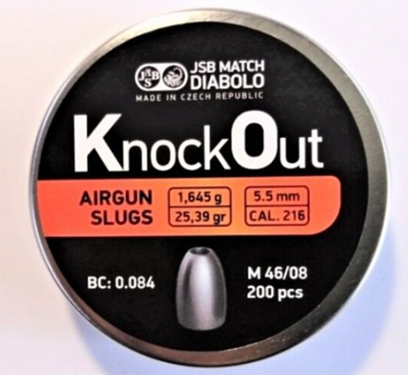 Пули для пневматики JSB KnockOut Slug 5,49 мм, 1,645 гр , 200 шт