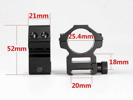 Кольца 25 мм Н-18 (Weaver 20 мм)