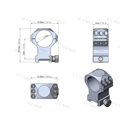 Кольца VO X-ACCU 30 мм Н-17 (Weaver 20 мм)