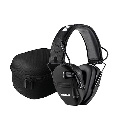 Наушники активные  ZOHAN EM025, NRR 23dB Black с кейсом