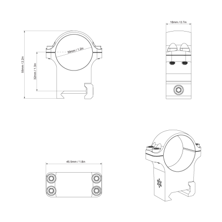 Кольца Vector Optics 30мм стальные weaver H-17