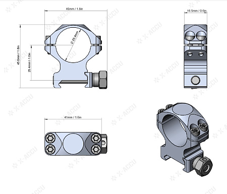 Кольца Vector Optics X-Accu 25,4 Low (Weaver 20 мм)