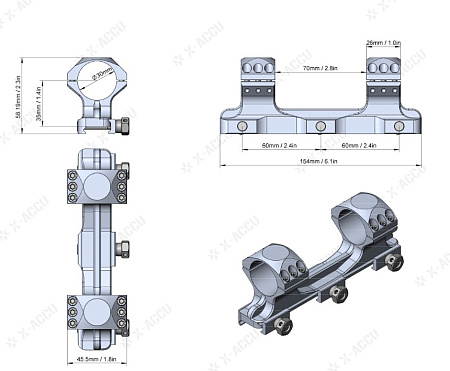 Кронштейн Vector Optics X-ACCU 30 мм High 0MOA