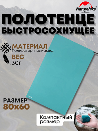 Быстросохнущее полотенце Naturehike (NH19Y001-J), 80х40 см голубой.
