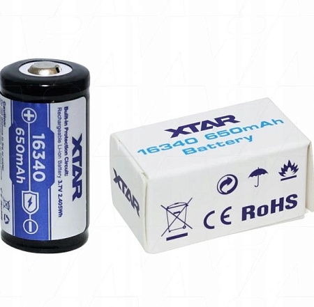 Аккумулятор XTAR 16340 650mAh с защитой