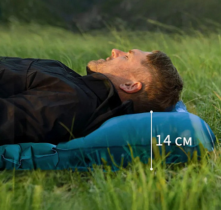 Коврик надувной односпальный с ножным насосом Naturehike FC01 голубой CNK2550WS019