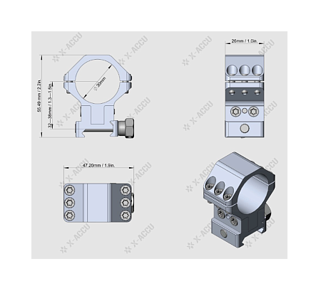 Кольца регулируемые по высоте 40MOA Vector Optics X-ACCU 30 мм (21мм) в Новосибирске