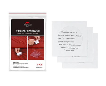 Заплатка для ремонта, водонепроницаемая прозрачная, 7х7 см, 3 шт, Naturehike NH19PJ086