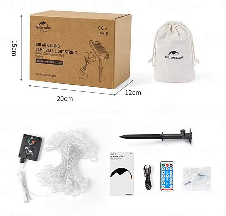 Светильник/гирлянда на солнечной батарее с дистанционным управлением 20м Naturehike CNH22DQ027