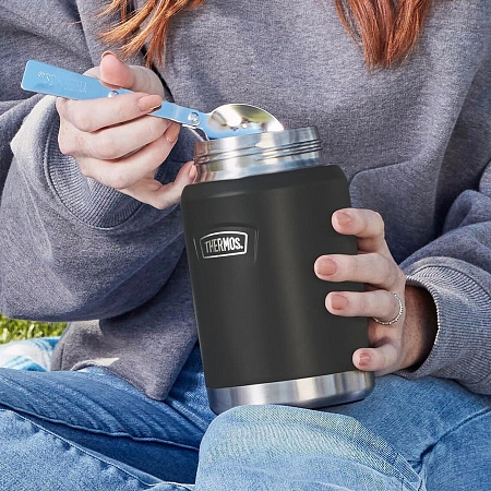 Термос для еды, с ложкой 0,71 л THERMOS IS-301, черный